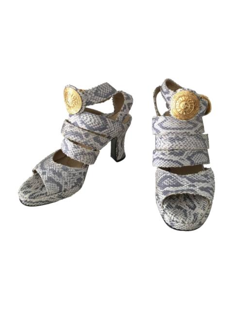 VERSACE Vintage Gianni Versace Grey Python Embossed Platform Sandals