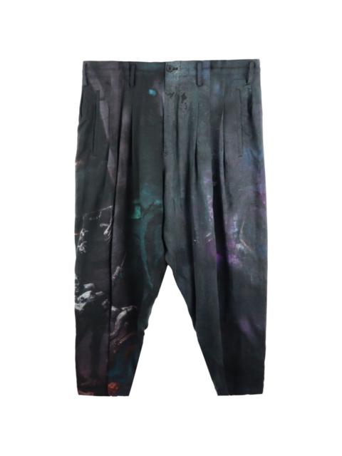 Yohji Yamamoto abstract-print drop-crotch trousers