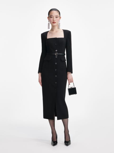 self-portrait Black Tailored Crepe Midi Dress