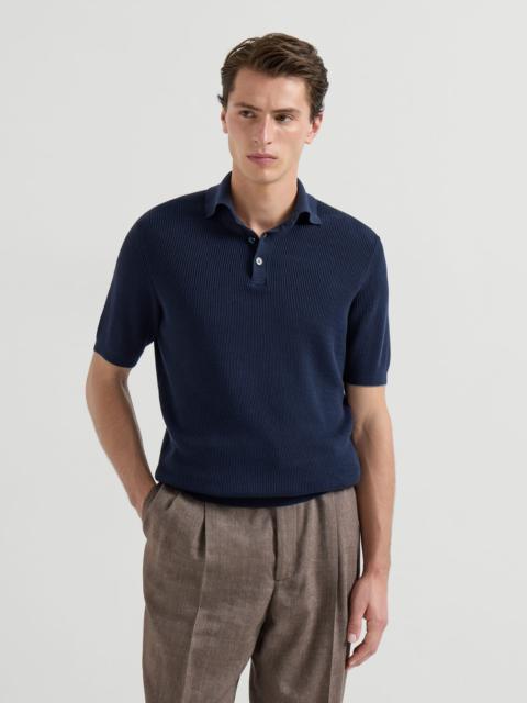 Brunello Cucinelli Cotton English rib knit polo shirt