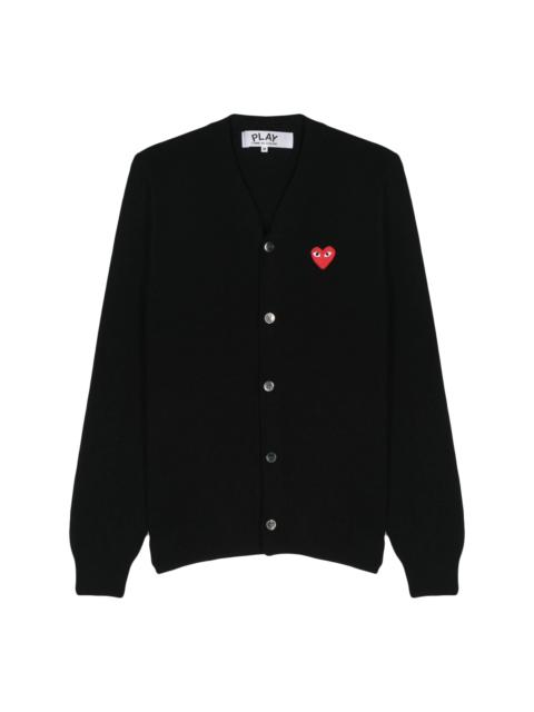 Comme des Garçons PLAY UNISEX V-NECK CARDIGAN RED HEART - BLACK