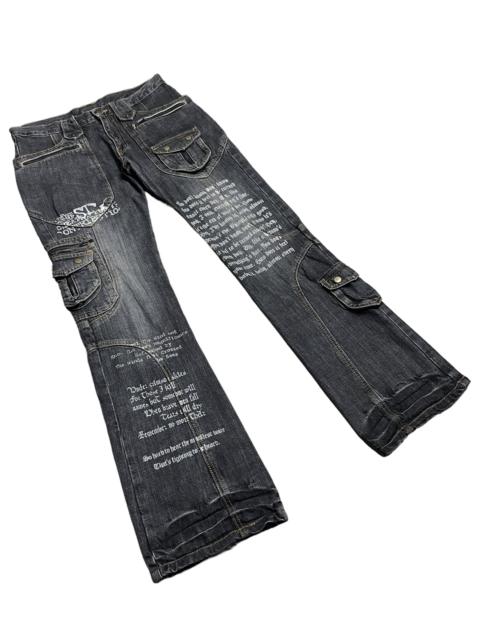 Other Designers Japanese Brand - 🔥EVOLUTION Retro Punk Poems Multipocket Flare Denim Jeans