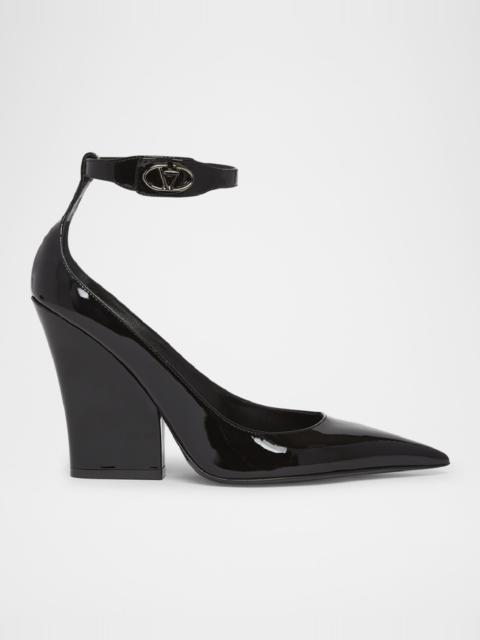 VLogo Patent Ankle-Strap Pumps