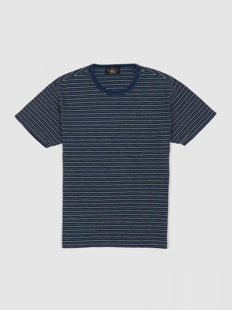 RRL by Ralph Lauren Double RL Striped Crew Neck Indigo T-Shirt