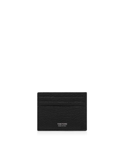 TOM FORD PRINTED DEER LEATHER ELONGATED T LINE CARD HOLDER WITH CENTRAL POCKET