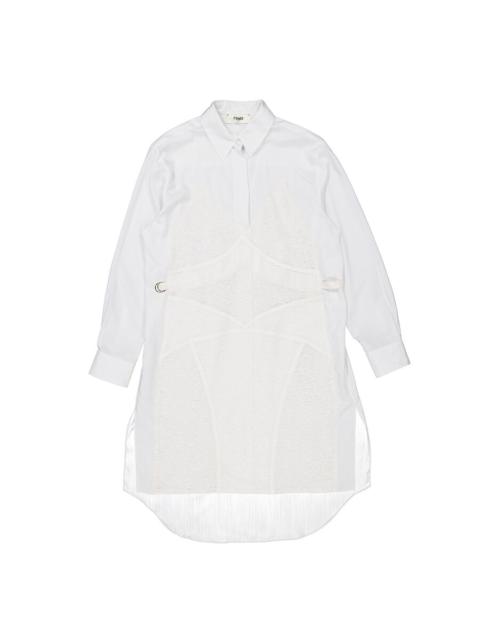 FENDI Fendi Lace-Detail Silk Shirt Dress, Brand Size 42 (US Size 6)
