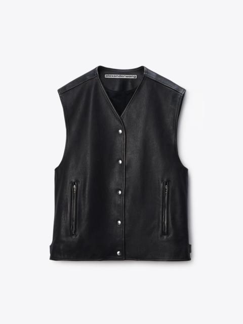 Alexander Wang Boxy Moto Vest in Leather