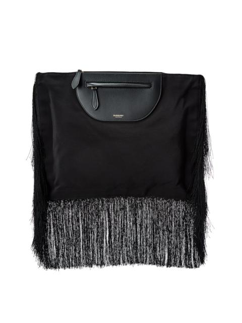 Burberry Burberry Olympia Fringe Canvas & Leather Clutch