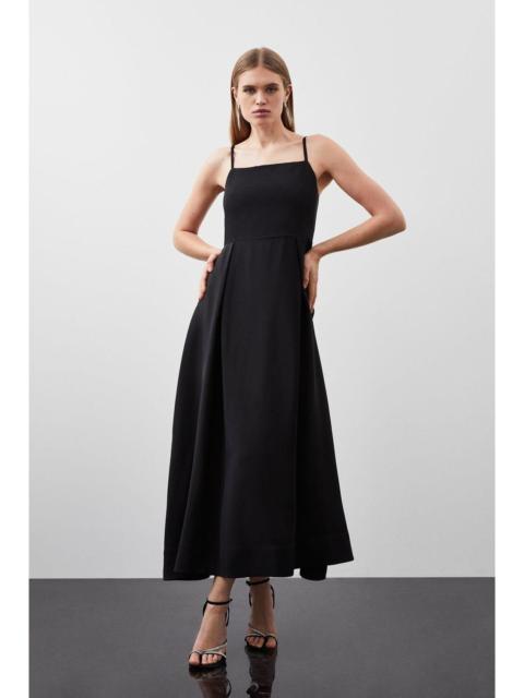 KAREN MILLEN Polished Viscose Tailored Full Skirt Midi Dress