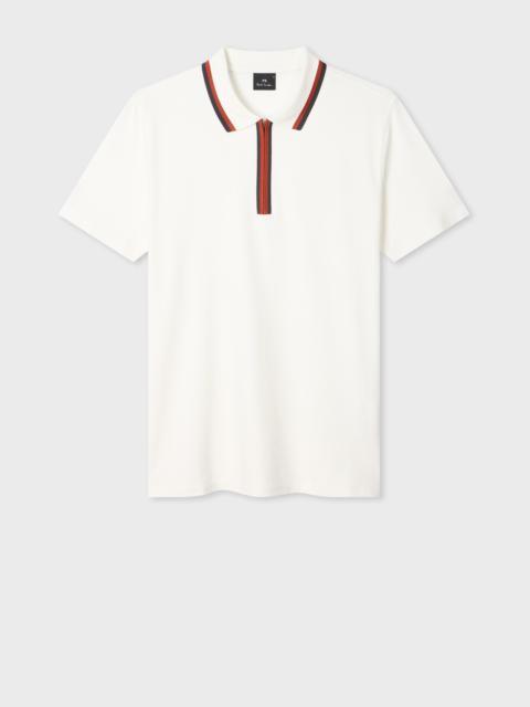 Paul Smith White Contrast Tipping Zip Polo Shirt