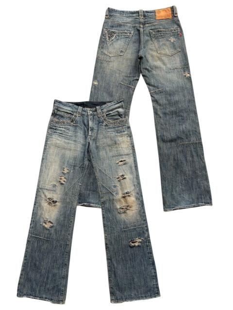 Other Designers Le Grande Bleu (L.G.B.) - Vintage Bartack Japan Mudwash Distressed Denim Jeans 31x32