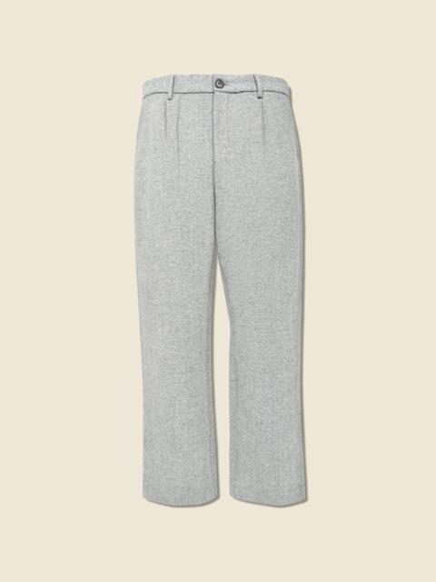 Portuguese Flannel Herringbone Pleated Trouser - Grey
