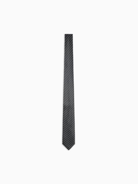GIORGIO ARMANI SILK TIE WITH JACQUARD CHEVRON MOTIF