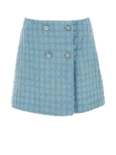 VERSACE Light-blue boucle mini skirt