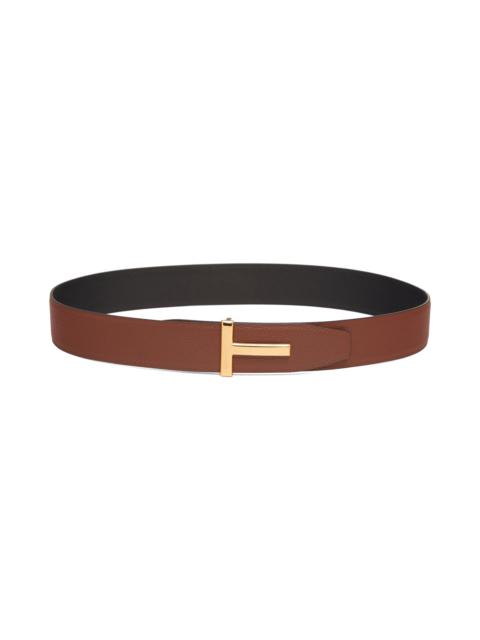 TOM FORD TOM FORD T Icon Reversible Soft Grain Leather Belt in 3Bn40 Mid Brown/Black at Nordstrom