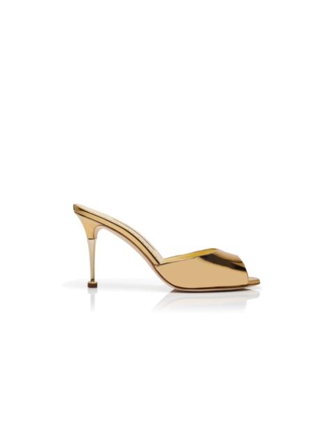 Manolo Blahnik Gold Calf Leather Mules