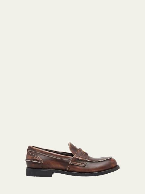 Miu Miu Leather Coin Penny Loafers