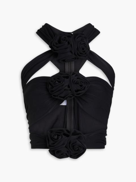 MAGDA BUTRYM Cutout floral-appliquéd jersey top