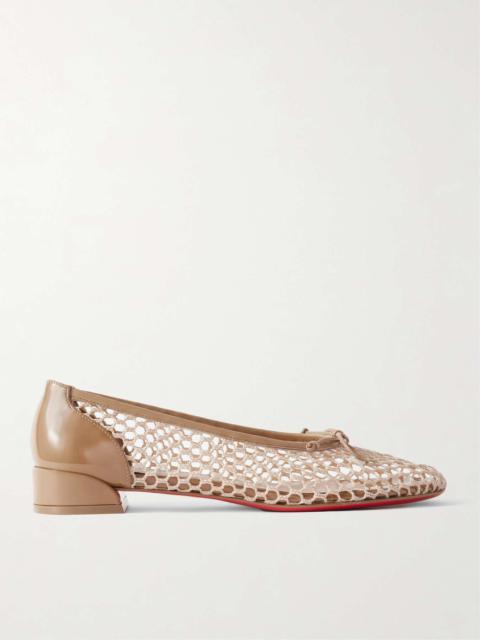 Sweetie Jane 20 patent leather-trimmed crocheted ballet flats Neutral