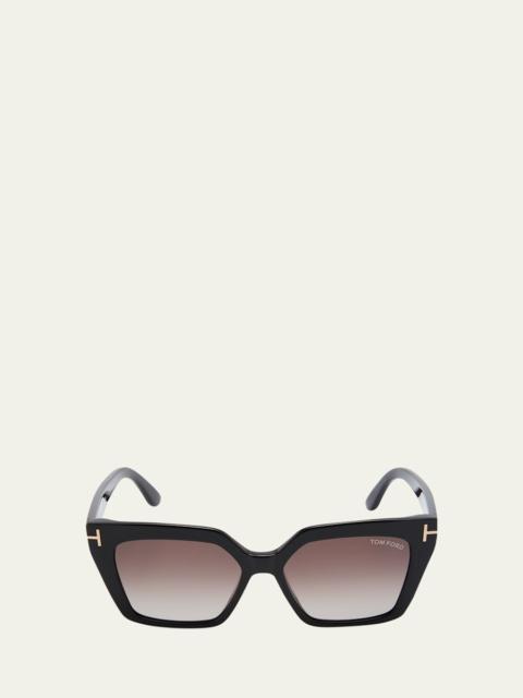 TOM FORD Winona Acetate T-Logo Cat-Eye Sunglasses