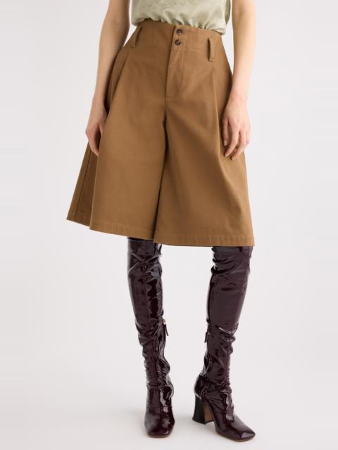 Chloé Chloé Garment Dye Organic Cotton Canvas Bermuda Shorts in Mustard Brown at Nordstrom