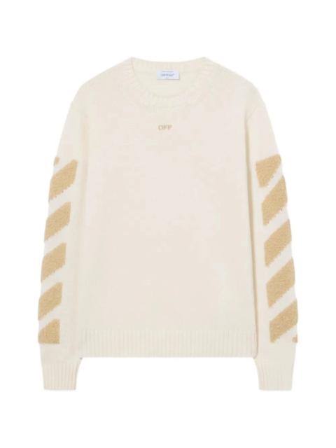 Off-White Off White Men `Diag Fuzzy` Crew Neck Sweater