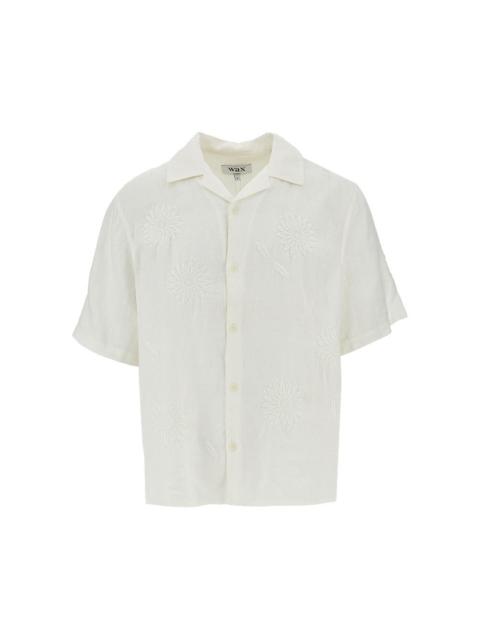 Wax London Wax London Didcot Embroidered Linen Shirt White