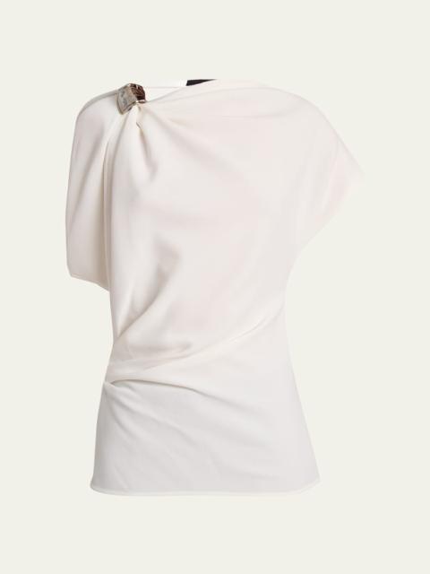 Proenza Schouler Malika Draped Short-Sleeve Top