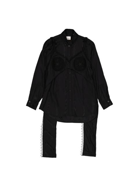 Burberry Burberry Ladies Black  Thorn Vine Viscose Silk Jacquard Reconstructed Shirt, Brand Size 6 (US Size 4