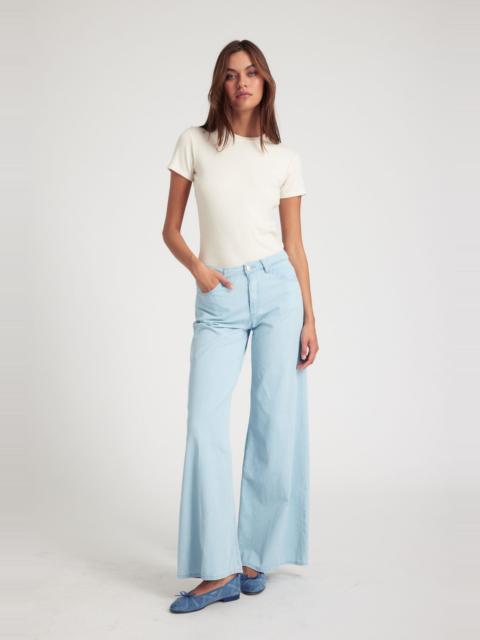 SPRWMN LIGHT BLUE CHAMBRAY WIDE LEG PANTS