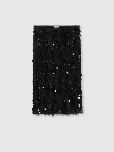 GUCCI Sequin embroidered lace skirt