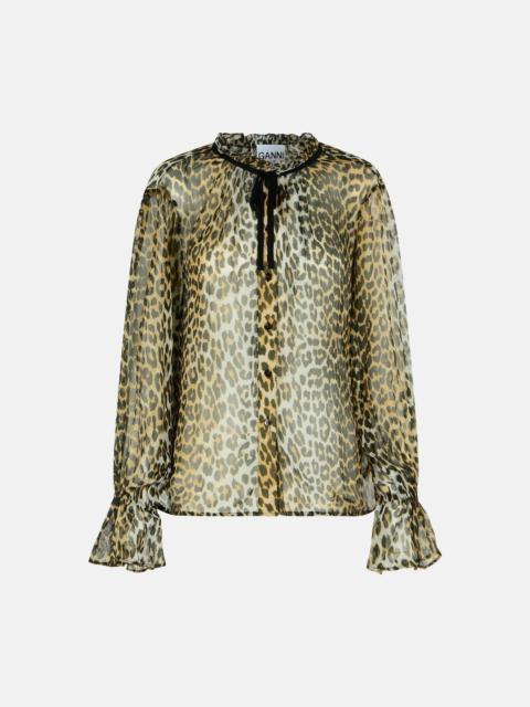 GANNI LEOPARD PRINT VISCOSE SHIRT