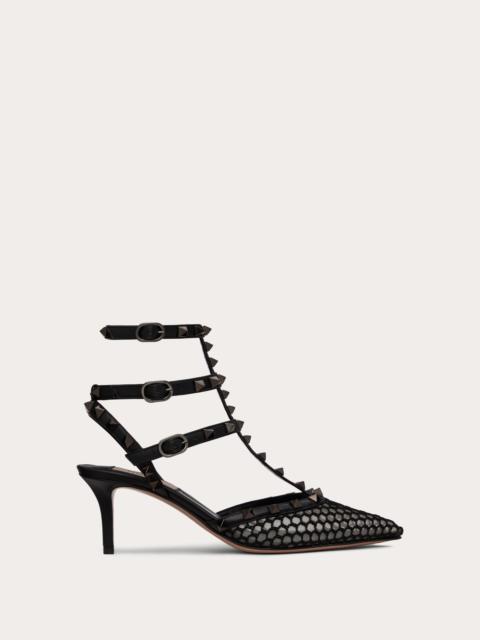 Valentino ROCKSTUD MESH PUMP WITH STRAPS AND STUDS 65MM