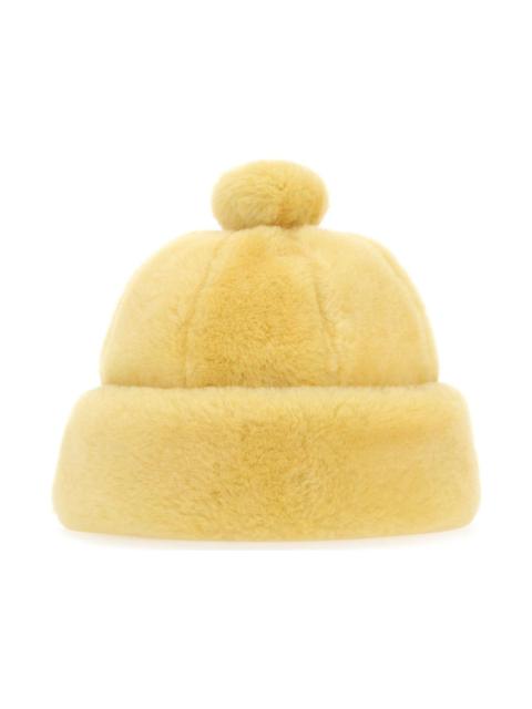 Pastel Yellow Shearling Beanie Hat
