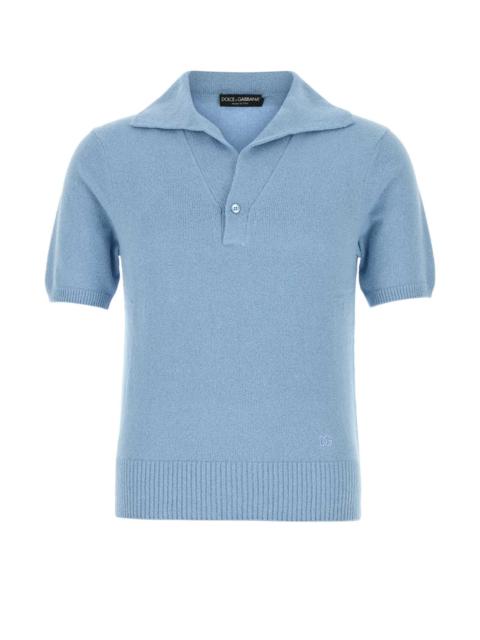 Dolce & Gabbana Dolce & Gabbana Men Light Blue Cotton Blend Polo Shirt