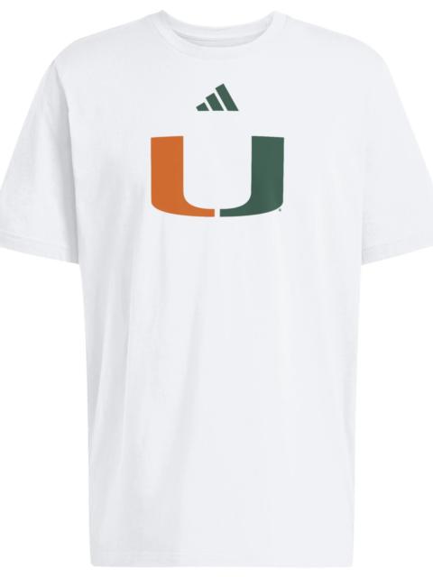 adidas adidas Men's Miami Hurricanes White Fresh Locker Logo T-Shirt