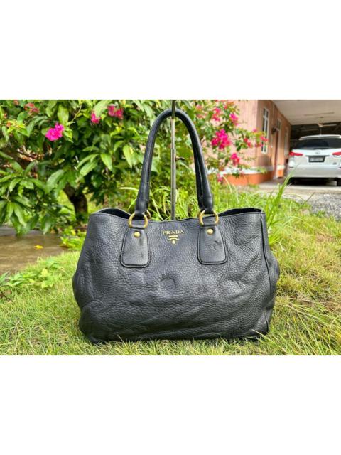 Prada Authentic Prada Vitello Daino Nero Shopping Tote Bag