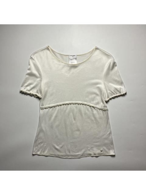 CHANEL CHANEL 2016 Pearl Embellished Short Sleeve Top - Cream