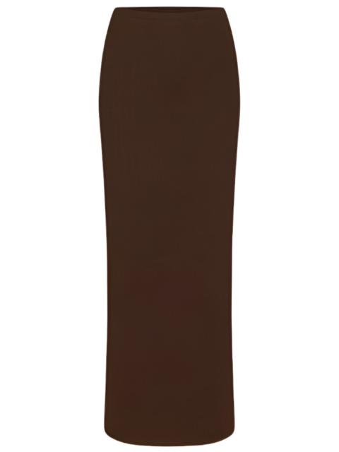 ÉTERNE Emma Butter Rib Skirt in Chocolate
