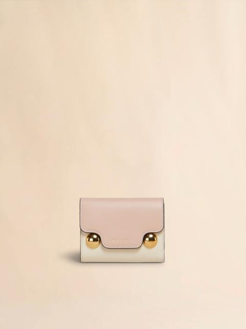 Marni LIGHT PINK AND WHITE LEATHER TRUNKAROO TRIFOLD WALLET