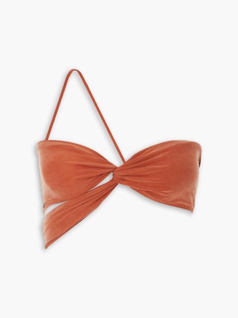 JACQUEMUS Espelho cropped asymmetric stretch-jersey bandeau top