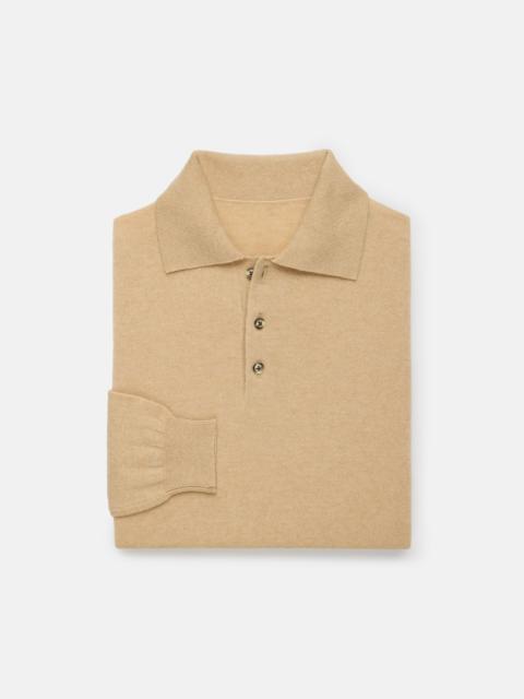 J. PRESS MADE-IN-ITALY CASHMERE LONG SLEEVE POLO - TAN