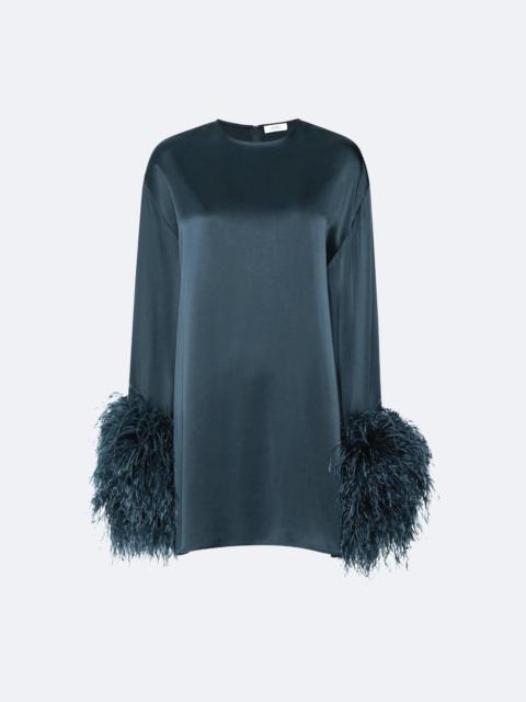 LAPOINTE Satin Dress With Feathers