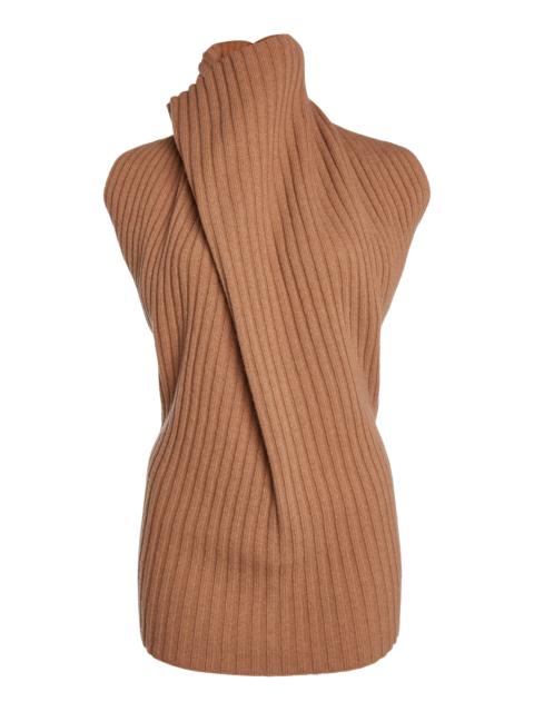 Victoria Beckham Draped  Ribbed Top khaki