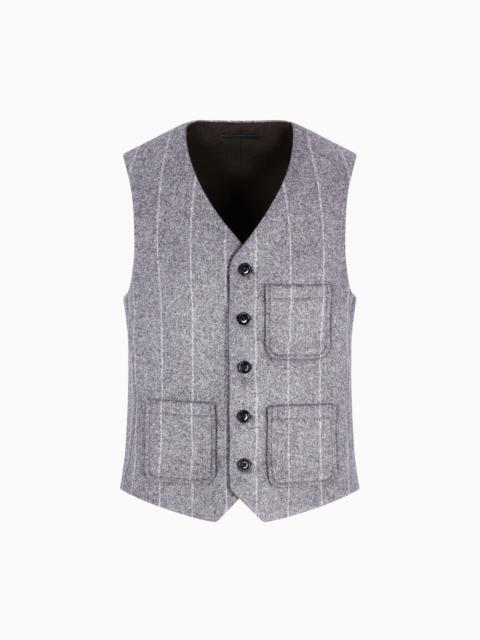 GIORGIO ARMANI SINGLE-BREASTED WAISTCOAT IN PINSTRIPED ALPACA-BLEND CLOTH