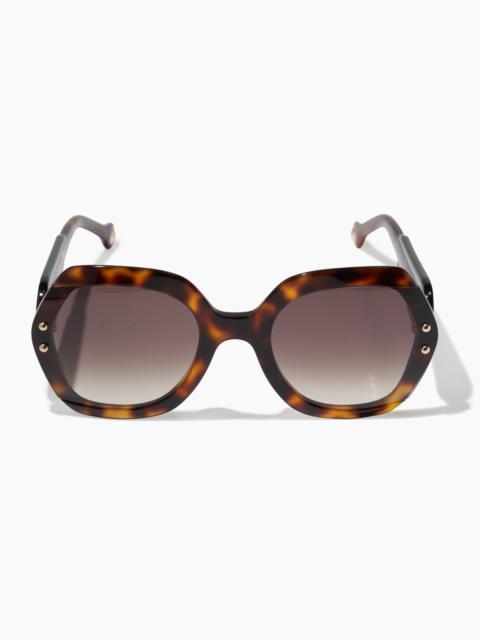 CAROLINA HERRERA Hexagonal Frame Sunglasses with Contrast Temples