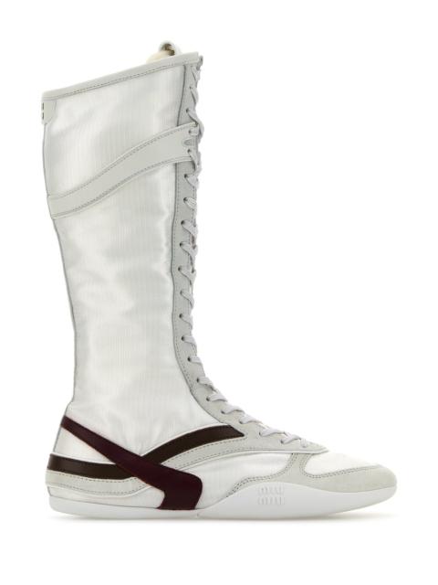Miu Miu Miu Miu Women Two-Tone Tech Fabric And Suede Gymnasium Boots