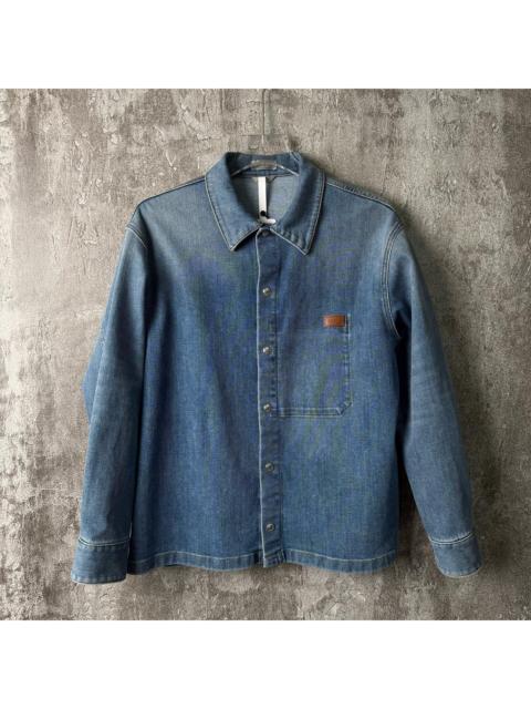 Dior Dior Logo Leather Patch Collared Denim Jacket