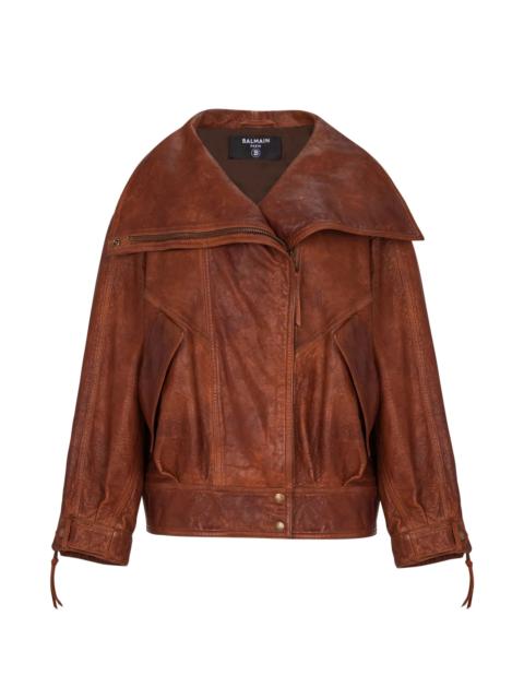 Balmain Balmain Zip Lambskin Bomber Jacket
