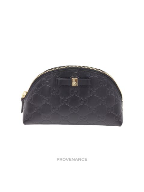 GUCCI Gucci Guccissima Cosmetic Pouch - Navy Leather